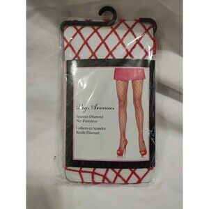 Leg Avenue Red Spandex Diamond Net Pantyhose OSFM